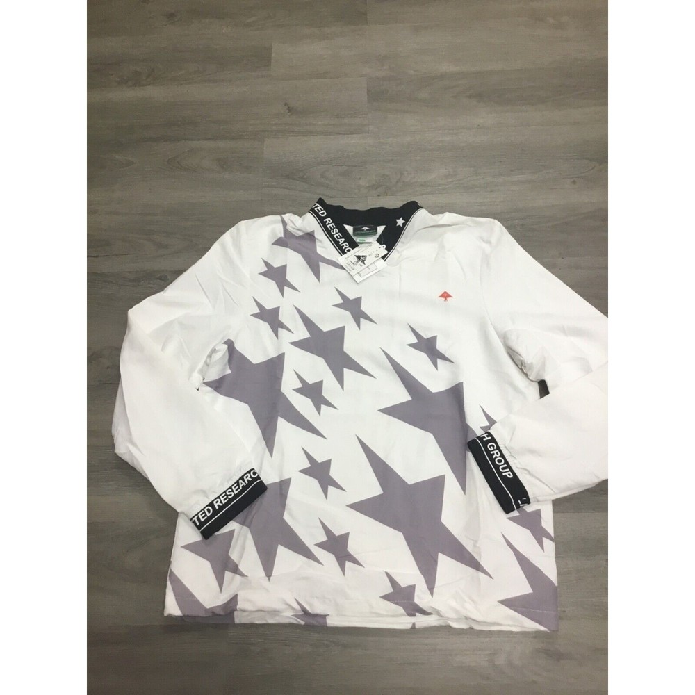 LRG  THE GLORY V-NECK PULLOVER WINDBREAKER WHITE/GREY SIZE MEDIUM MENS NEW